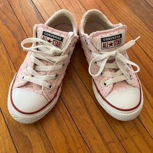 Girls Size 13 light Pink Converse All Star with white star cutouts